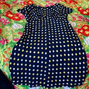 Like new Talbots navy and yellow dress 14